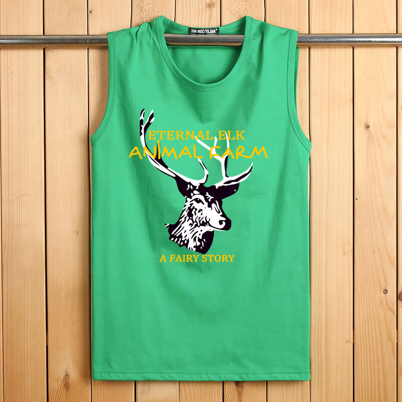 NEW VEST MENS SUMMER PLUS SIZE SLEEVELESS T-SHIRT SPORTS LOOSE T-SHIRT COTTON WIDE SHOULDER BASE MENS ROUND NECK SHOULDER