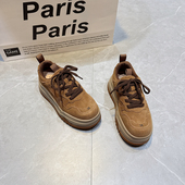 欧货真皮厚底板鞋 磨砂牛皮系带轻便百搭休闲运动鞋 女2025秋季 新款