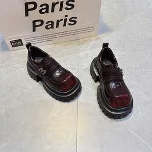 真皮厚底乐福鞋女款英伦风魔术贴JK制服小皮鞋松糕单鞋2026春新款