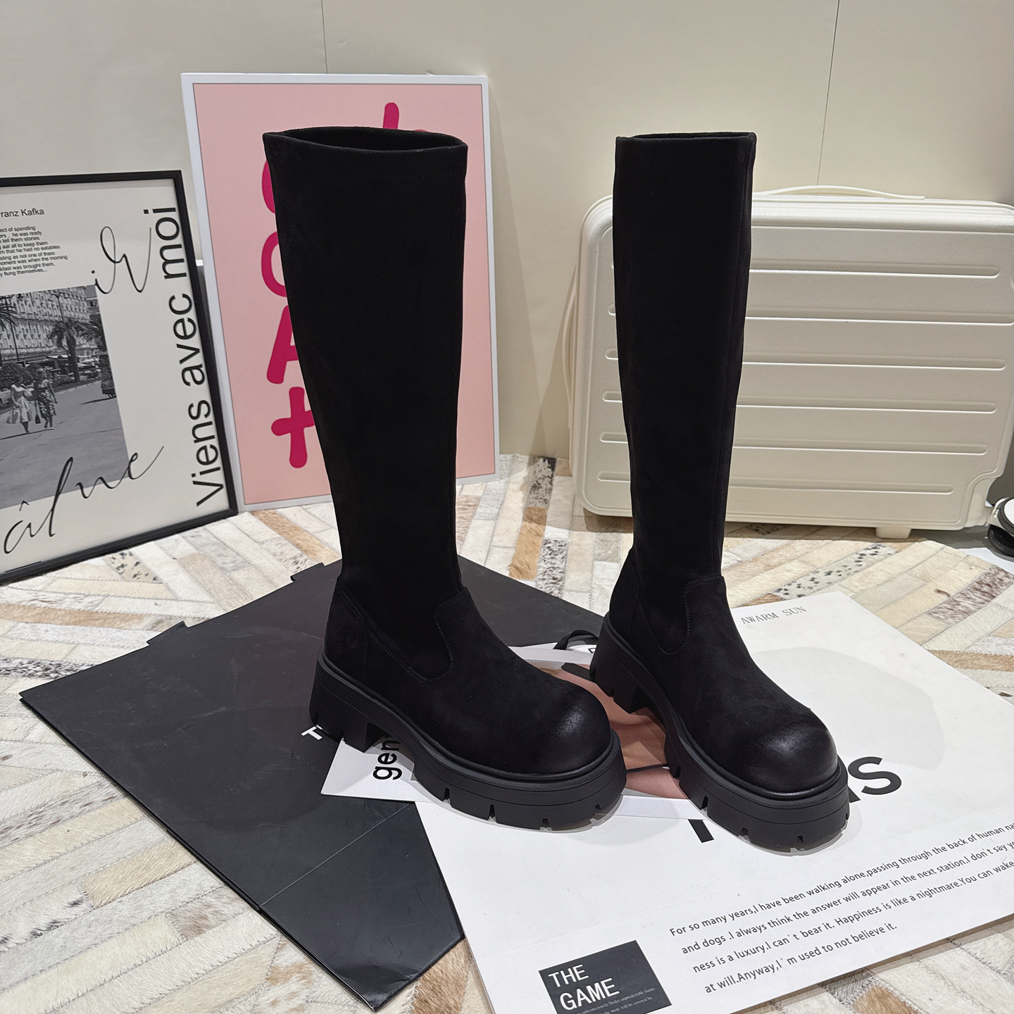 厚底气质瘦瘦靴显瘦弹力靴