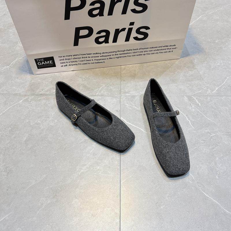 法式一字带玛丽珍鞋女2025春季新款百搭毛呢晚晚风气质配裙子单鞋,女鞋,浅口单鞋,淘宝优惠券,粉丝福利购,淘宝优惠卷