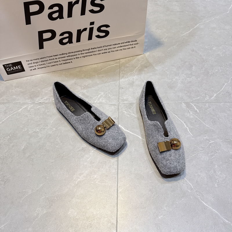 方头浅口气质温柔晚晚毛毛鞋