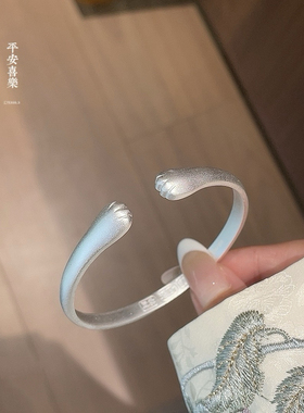 胜银古法猫爪足银999.9手镯