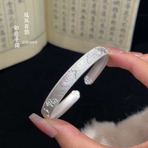 胜银古法足银999.9开口手镯