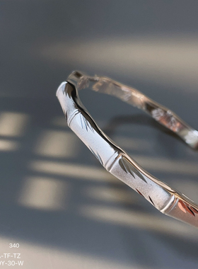 胜银·竹节古法实心足银999.9手镯百搭时尚款首饰送女友闺蜜银镯