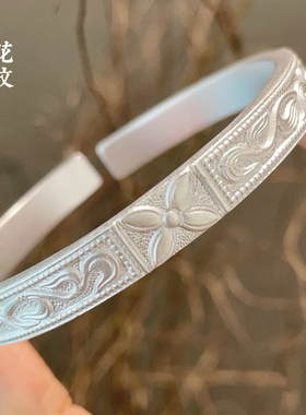 胜银·足银999.9手银国风如意花古法开口送礼物女生小众纯银手镯