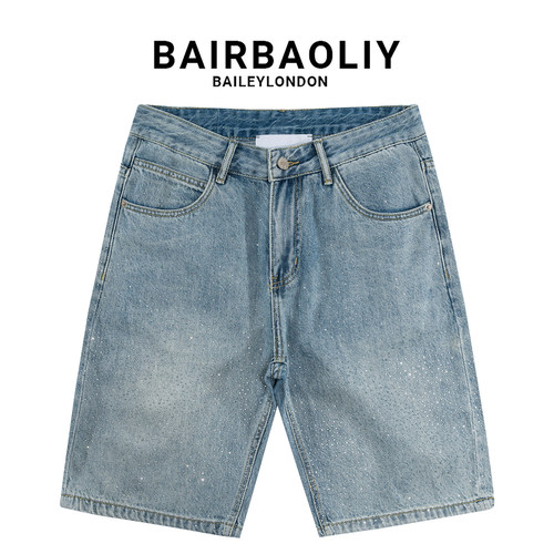 BAIRBAOLIY满天星烫钻牛仔短裤