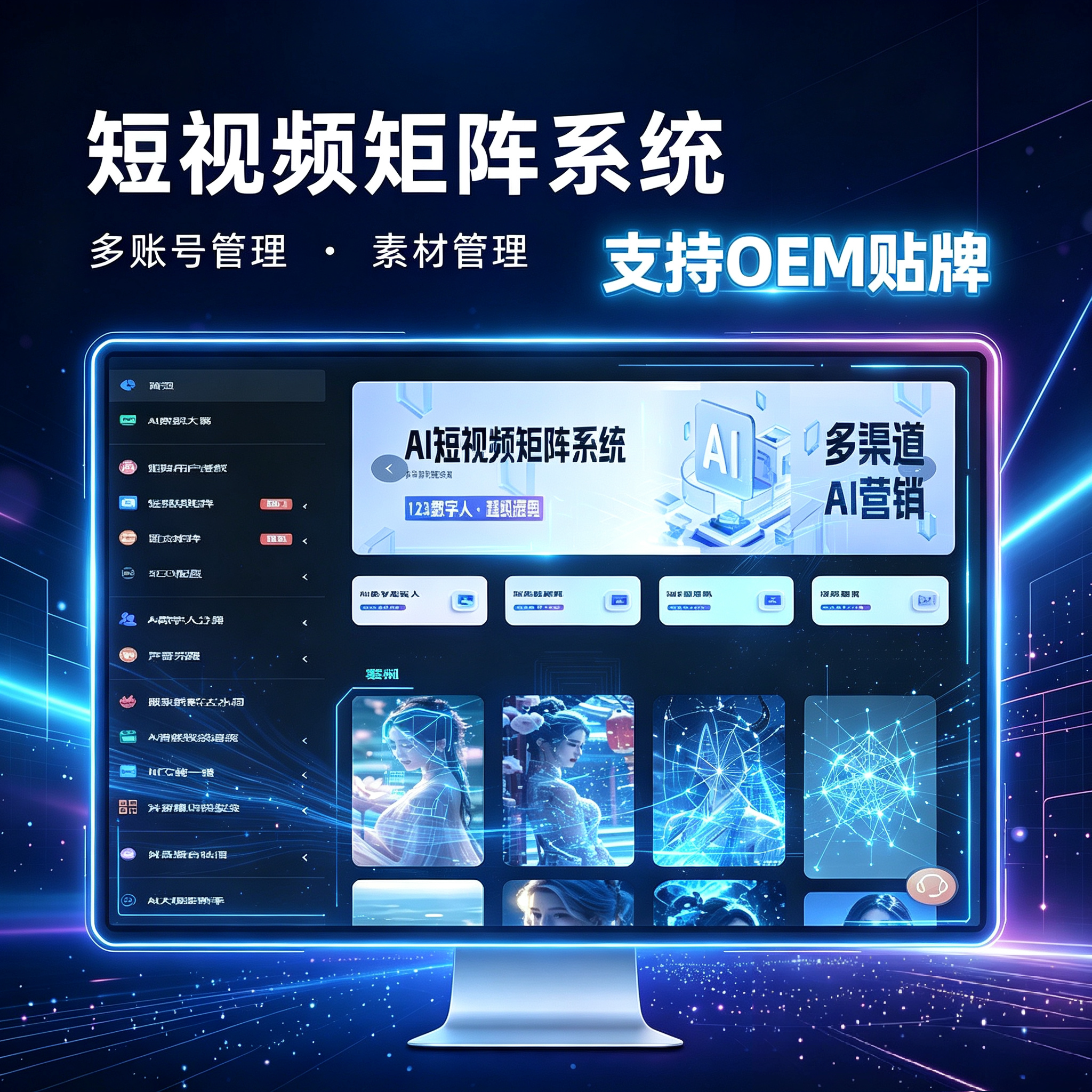 AI短视频矩阵工具系统批量混剪一键分发5平台数字人口播贴牌代理