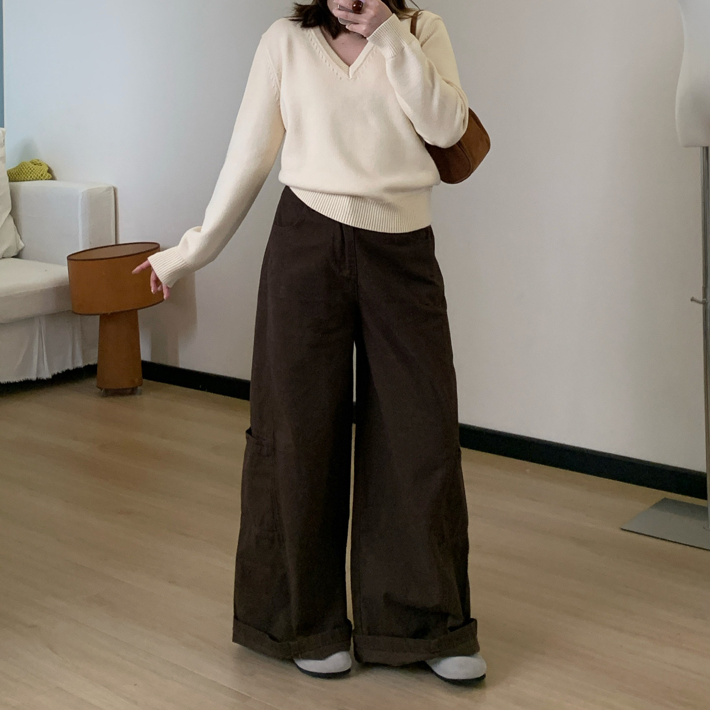 Omang桃喜 美式复古咖色阔腿工装裤女春季街头高腰宽松直筒拖地裤,女装/女士精品,休闲裤,淘宝优惠券,粉丝福利购,淘宝优惠卷