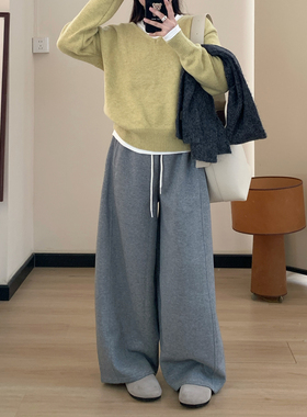 Omang桃喜 小个子松紧腰弯刀卫裤女春季宽松休闲运动裤阔腿香蕉裤