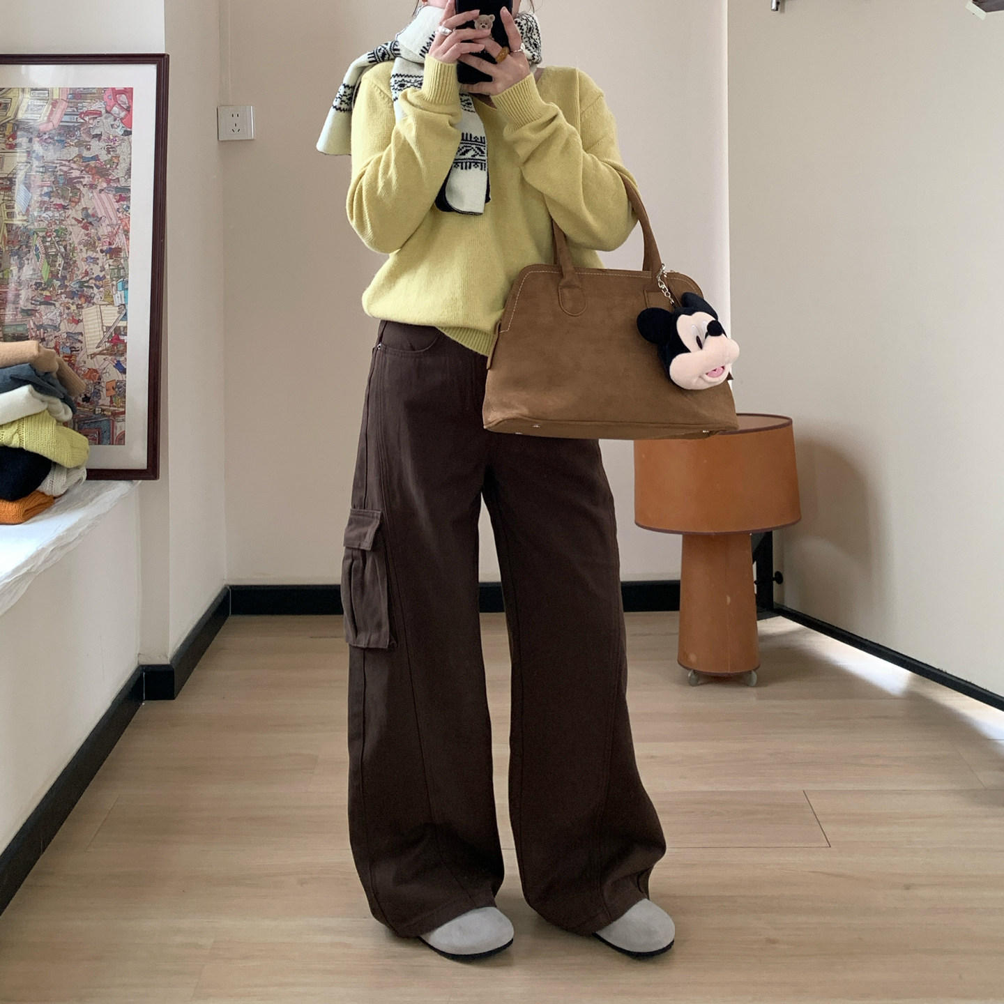 Omang桃喜 美式复古咖色工装牛仔裤女秋季高腰设计感美拉德拖地裤,女装/女士精品,牛仔裤,淘宝优惠券,粉丝福利购,淘宝优惠卷