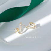 Pressing Love几何超闪梯锆耳饰ins高级精致耳环女秋冬轻奢气质款
