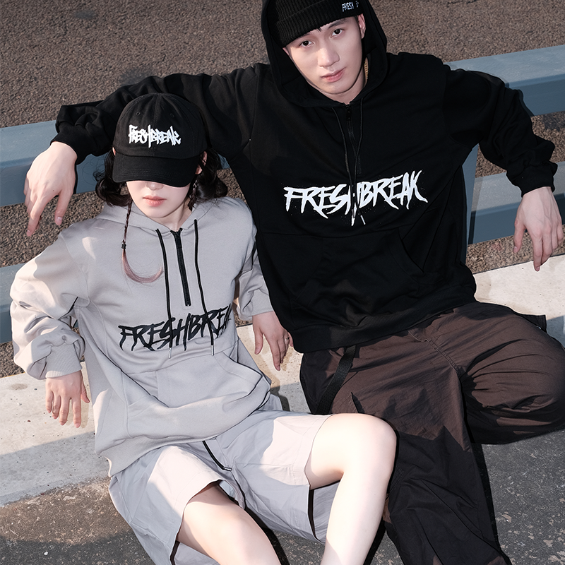 男女宽松嘻哈拉链卫衣