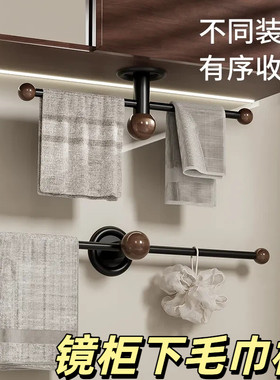 镜柜下毛巾杆架卫生间挂杆