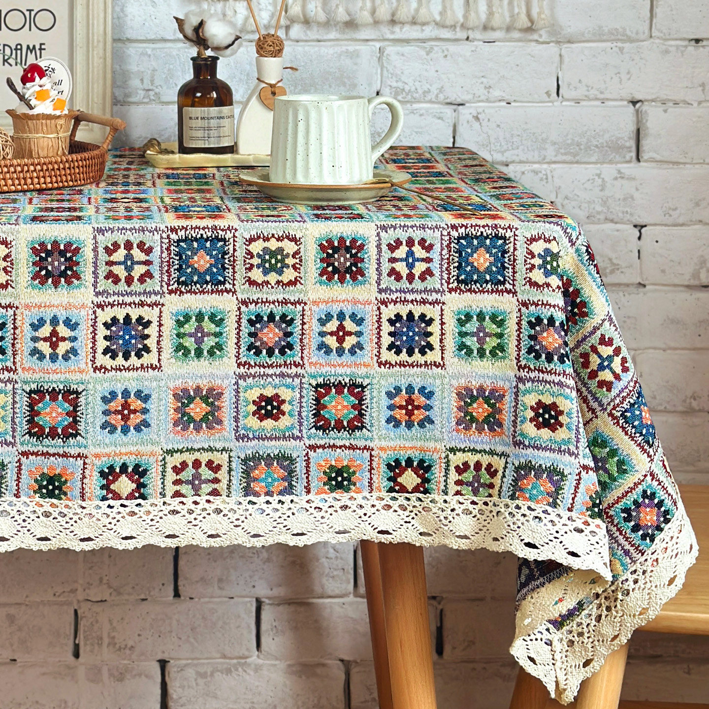 复古民族风波西米亚提花艺术民宿咖啡餐茶几布圆桌清新野餐露营,居家布艺,桌布,淘宝优惠券,粉丝福利购,淘宝优惠卷