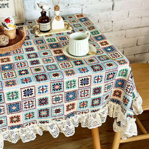 复古民族风波西米亚荷叶提花餐桌布茶几圆桌民宿咖啡清新野餐露营