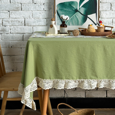 复古法式纯色餐桌布蕾丝荷叶边森系茶几圆桌民宿咖啡清新野餐露营