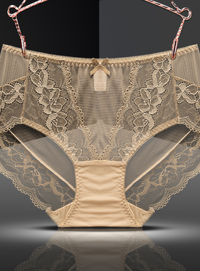 三条装603外贸单标准蕾丝边网纱蕾丝性感女士三角内裤女提臀大码