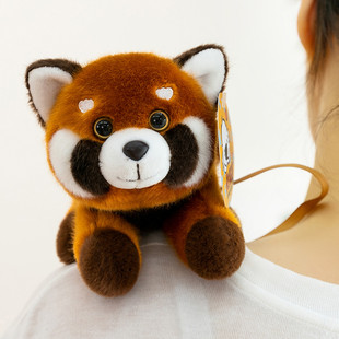 动物园仿真小熊猫站肩公仔磁吸趴在肩膀上玩偶老虎毛绒玩具布娃娃