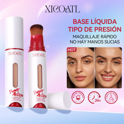 跨境专供爆款XICOATL按压粉底液 控油自然轻薄Liquid Foundation