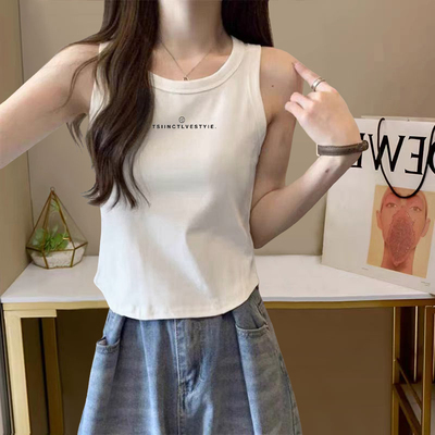 2026夏季新款工字吊带背心女短款辣妹小众宽肩无袖外穿显瘦小上衣