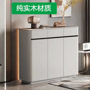 意式极简纯实木鞋柜烤漆家用门口玄关多功能多层储物柜简约柜子