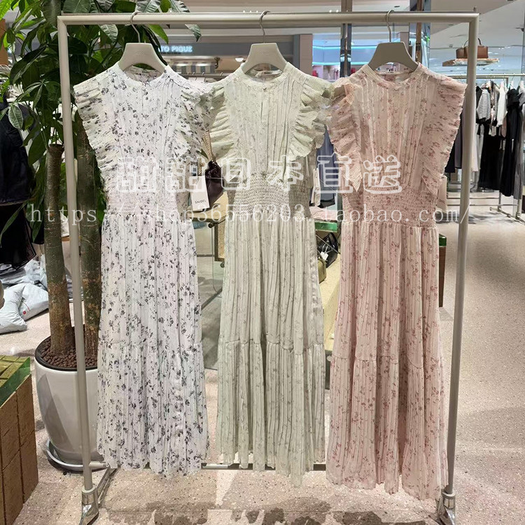 日本代购SNIDEL春夏新品立领碎花荷叶边小飞袖连衣裙女SWFO251073