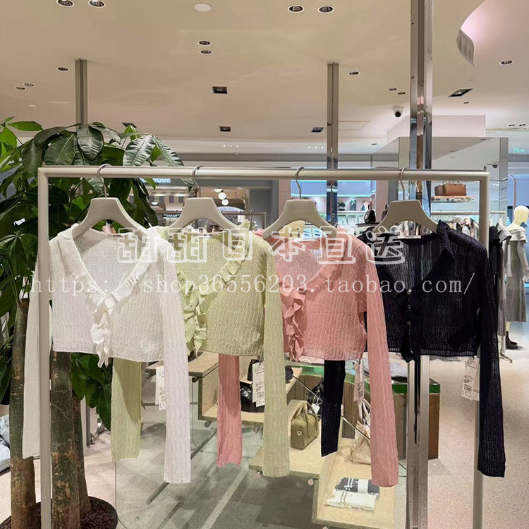 日本代购SNIDEL新品春夏微透荷叶边针织开衫短外套上衣SWNT251190