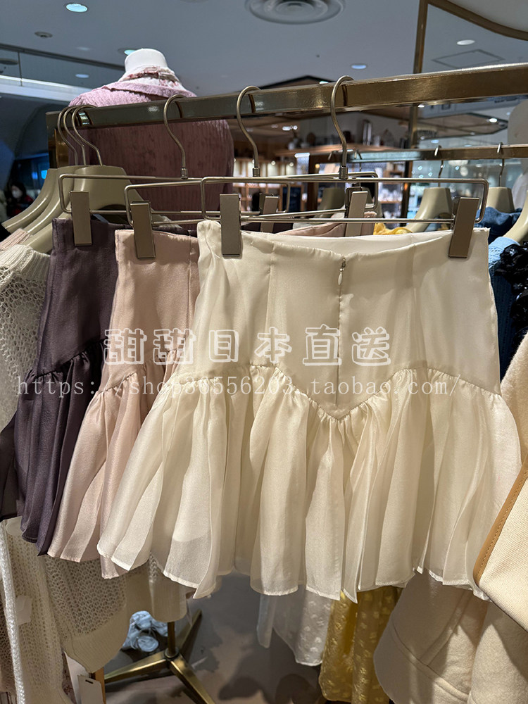 日本代购SNIDEL春夏新品甜美薄纱高腰百褶半身短裙裤女SWFP241220