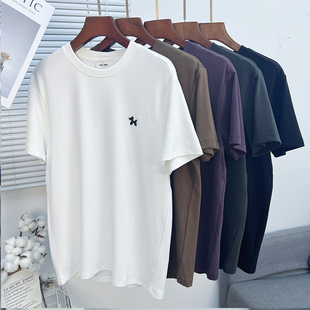 打底衫 加厚内搭短袖 T恤 圆领修身 2025秋冬极简软糯舒绒磨毛t恤男士