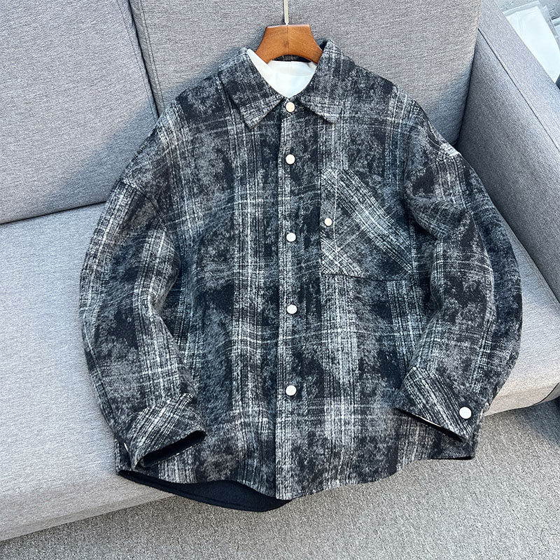 专柜该品质日系复古格纹羊毛呢大衣男冬款宽松高级感翻领上衣外套,男装,毛呢大衣,淘宝优惠券,粉丝福利购,淘宝优惠卷