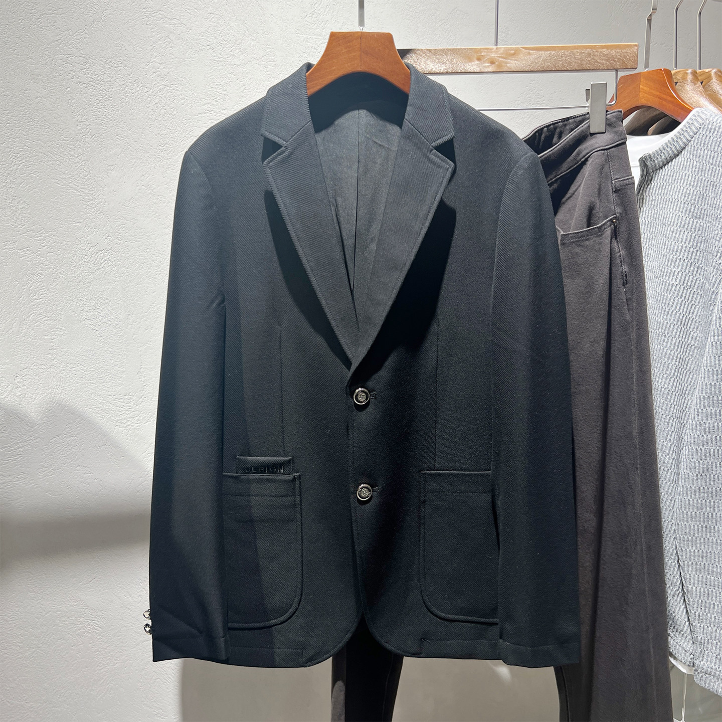 专柜品质天丝羊毛混纺轻商务休闲西服男士秋季新款黑色西装外套男