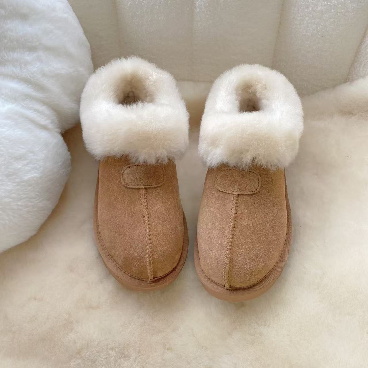 塔茨特羊毛雪地靴男女皮毛一体时尚加绒保暖棉鞋户外加厚套脚短靴