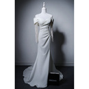 MISSQIAN法式 蕾丝缎面鱼尾订婚出阁礼服高端新娘晨袍女 轻婚纱长袖