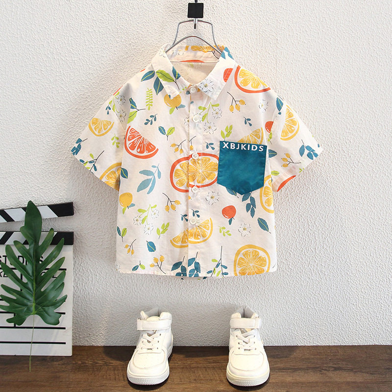 男童衬衫短袖2025夏季新款儿童纯棉洋气薄款衬衣帅气休闲夏装上衣