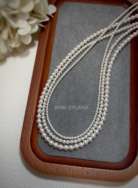 925纯银叠戴简约珍珠项链女