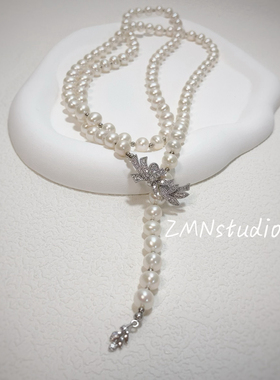 ZMN/舒漫/轻奢优雅花枝高品质强光无暇天然淡水珍珠超长毛衣链女