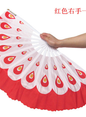 古商堂红色+白色孔雀扇工艺扇舞蹈功夫扇COS演绎道具装饰礼品扇子