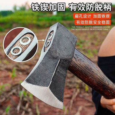 户外斧头劈柴专用轨道钢锻打新款霸王斧劈柴砍树锋利不卷刃家用斧