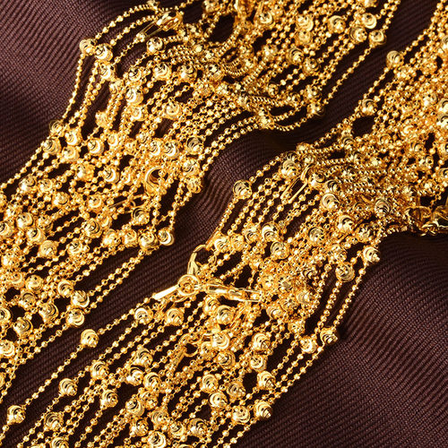 e麦儿 S925纯银项链 钻石工艺星弯刀珠意大利工艺银链子玉石配链