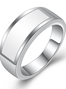 欧美跨境热卖简约不规则镶三色半宝石不锈钢戒指男女百搭钛钢批发