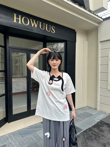 Andrea Martin26春夏甜酷猫爪针织T恤时尚百搭潮流上衣休闲有趣