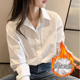 设计感小众气质百搭衬衣女打底衫 秋冬新款 女长袖 加绒加厚白衬衫
