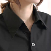 2025秋季 工作服大码 新款 黑色衬衣女长袖 职业装 正装 修身 V领白衬衣