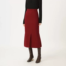 阿玛施步步生花半身裙鱼尾羊毛时尚开叉秋冬毛呢秋冬裙子1200232