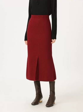 阿玛施步步生花半身裙鱼尾羊毛时尚开叉秋冬毛呢秋冬裙子1200232