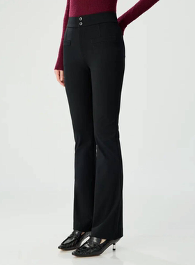 阿玛施女装商场同款修身微喇西装裤黑色显瘦长裤子极简风510060