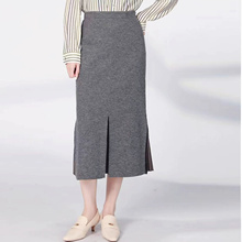 AMASS阿玛施开叉羊毛呢半身裙女秋冬步步生花包臀鱼尾裙1200232
