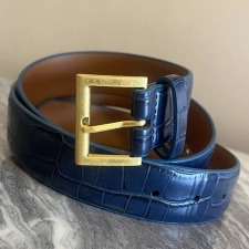 阿玛施复古动物肌理牛皮针扣腰带