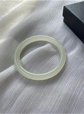 乳化玻璃仿和田玉青的摔不烂会弹跳手镯细圆条古风抗造手镯